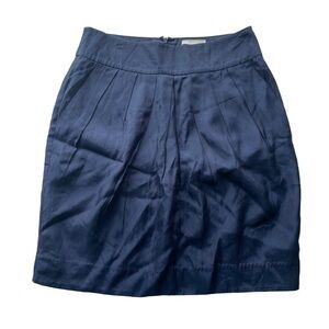 Anthropologie Odille Tulip Pleated mini Skirt Navy Blue Size 6 NWT Pockets
